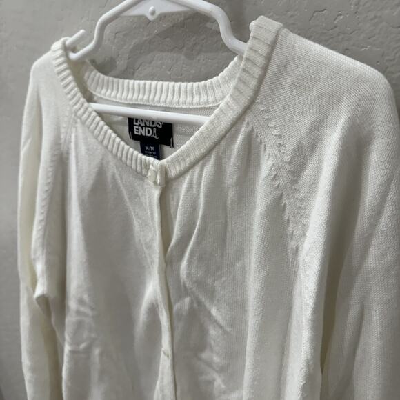 Lands End Creamy white Cardigan Sweater - Picture 2 of 6